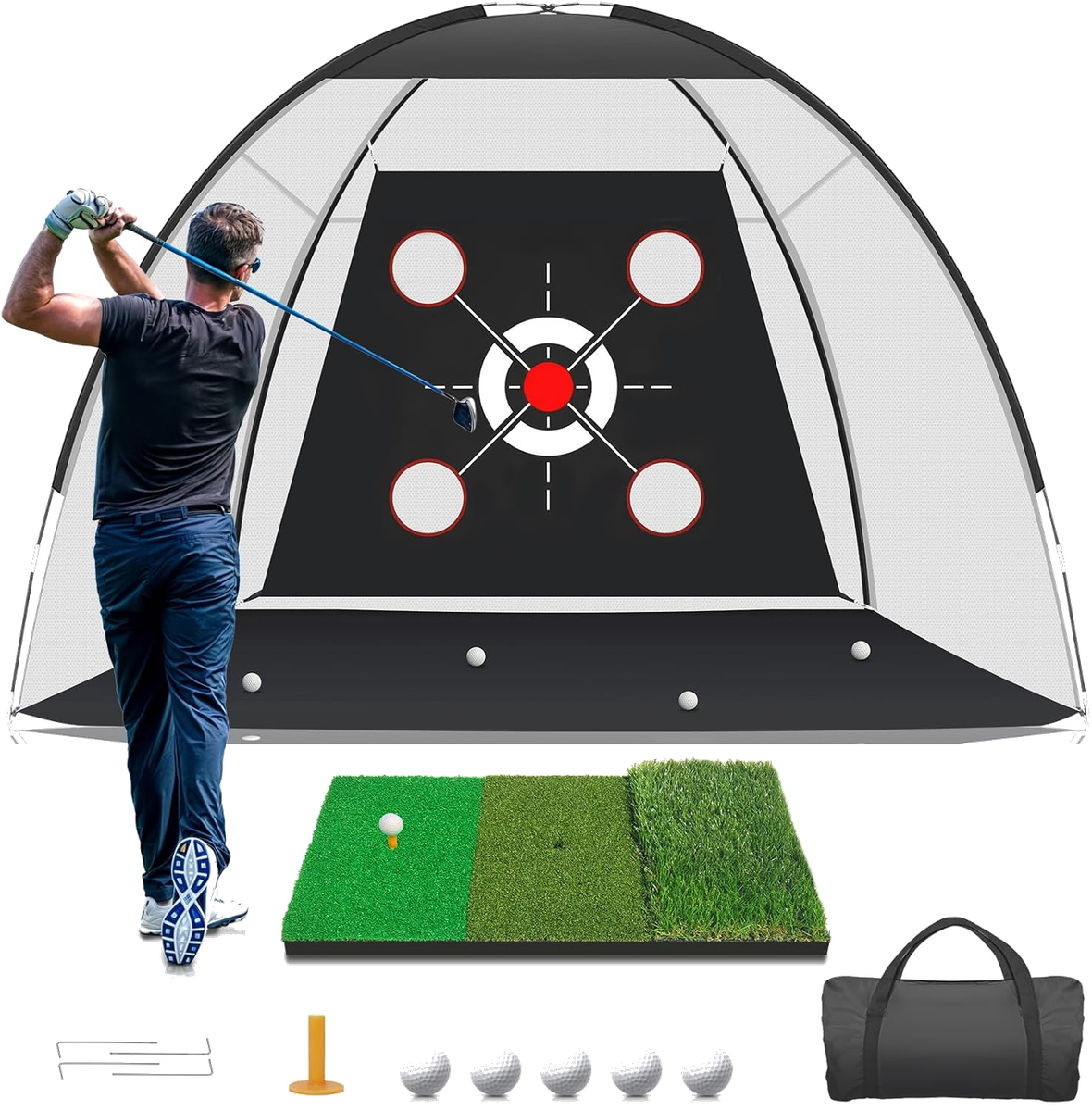 Golf Net with Practice Mat,Golf Hitting Aid Nets 10x7FT